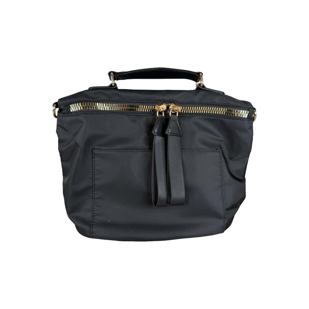Black Nylon Crossbody Bag with Gold Tone Hardware